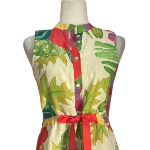 Allegra Masetti Tropical Print Linen Shirt Dress Midi NWOT - Picture 12 of 13